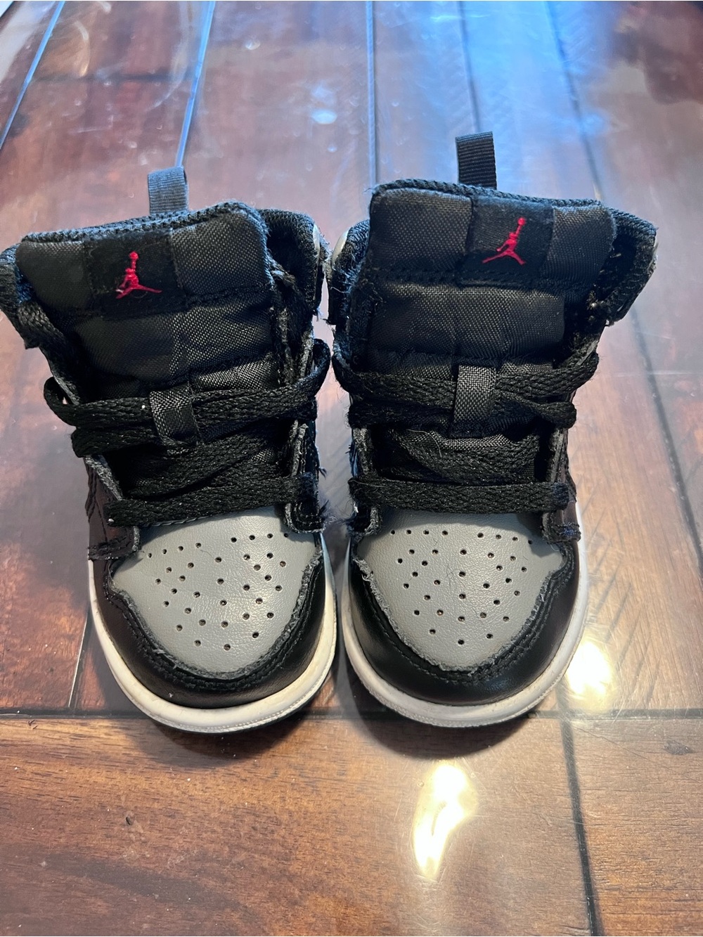 Jordan Toddler High-Top Sneakers in Black & Gray with Red Jumpman